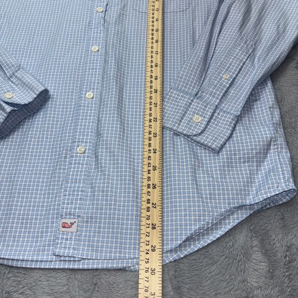Vineyard Vines Performance Slim Fit Murray Shirt Lg White Blue Check Plaid - Picture 4 of 7